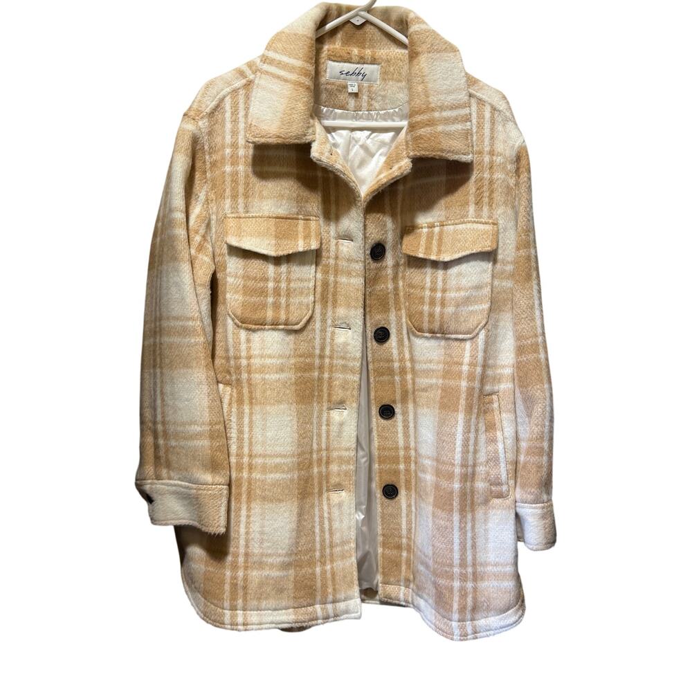 NWT Sebby Plaid Fully Lined Button Front Long Sleeve Shacket Size L